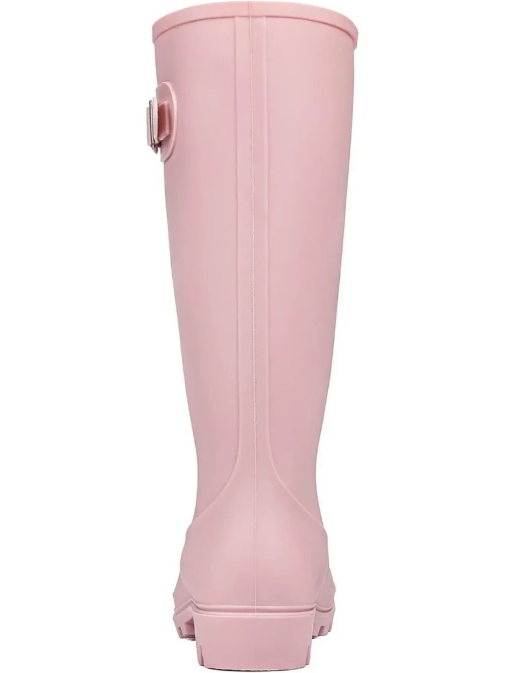 Women's Matte Pink Tall Waterproof Rain Boots Rubber Garden Boots With Buckle